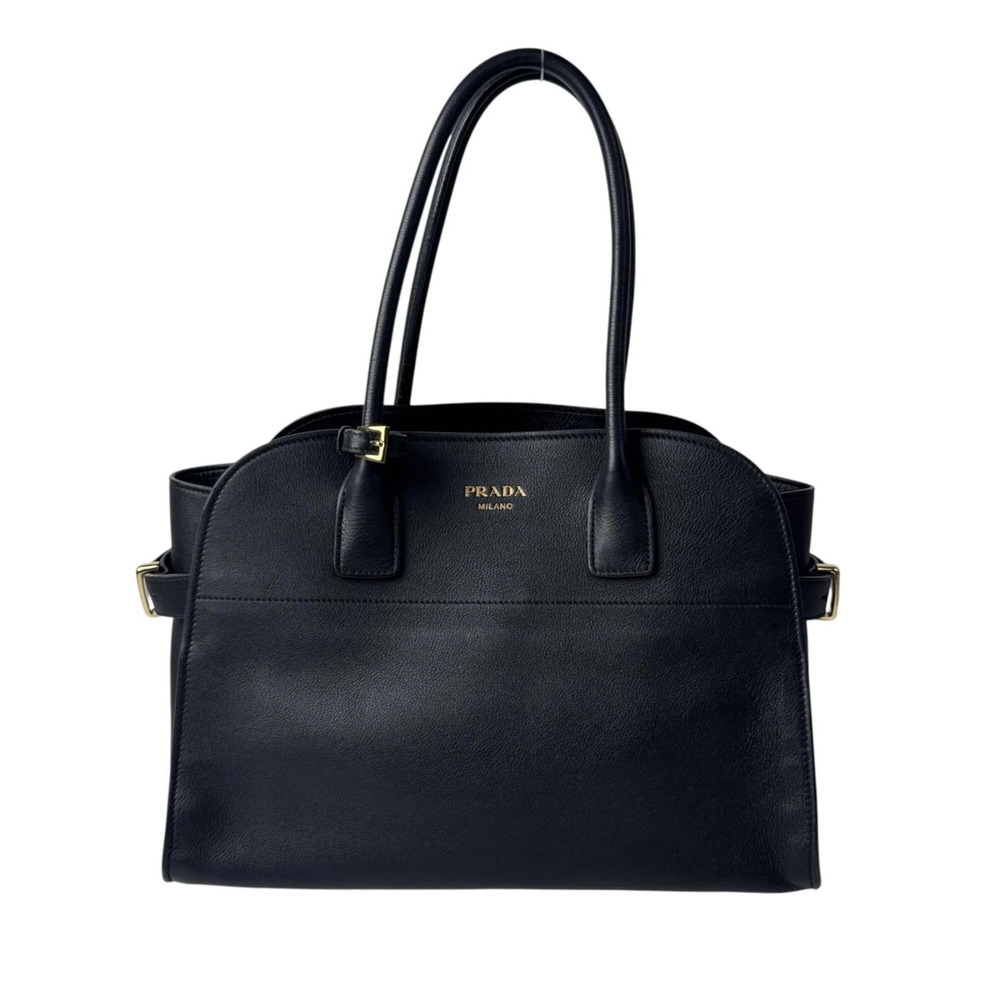 Prada medium soft grain leather tote bag 1BG537, shoulder for women.